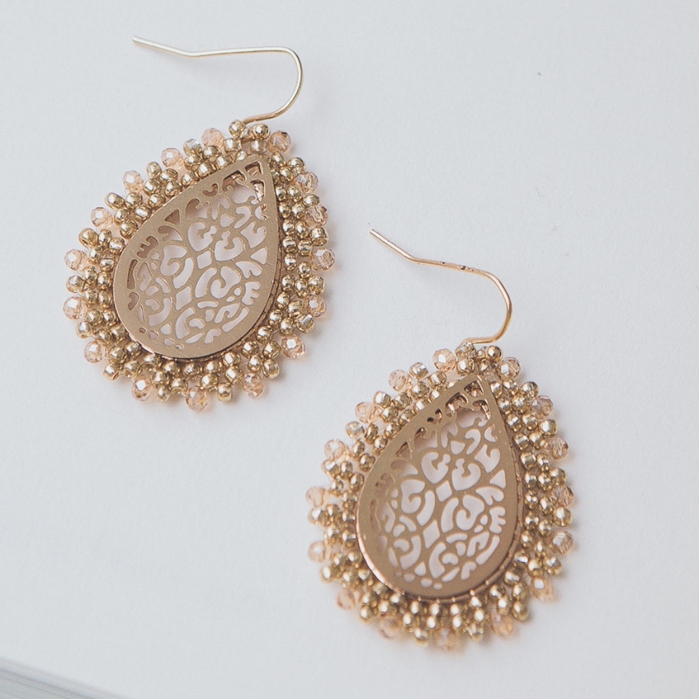 Boho filigree teardrop earrings
